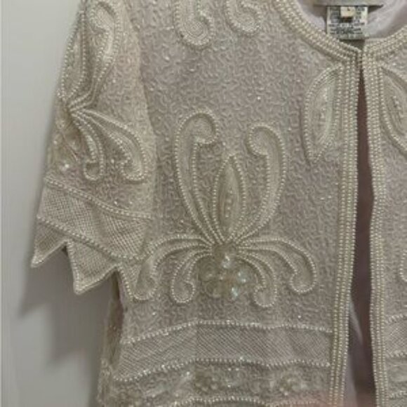 VINTAGE Nipon Boutique Cream Beaded Jacket - Picture 6 of 6